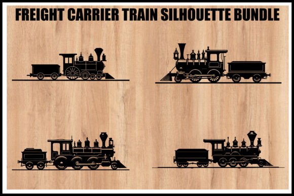 Download Vintage Freight Train Silhouette Set - Silhouette Collection