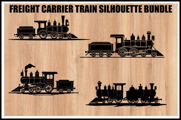 Download Vintage Freight Train Silhouette Set - Silhouette Collection