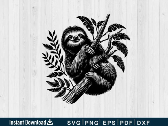 Download Funny Sloth Svg Vector Silhouette File - Silhouette Collection