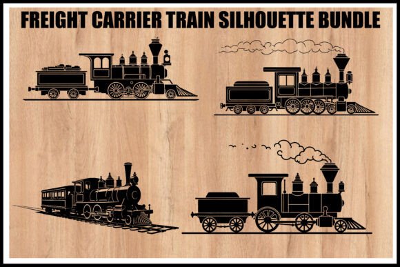 Download Vintage Freight Train Silhouette Set - Silhouette Collection