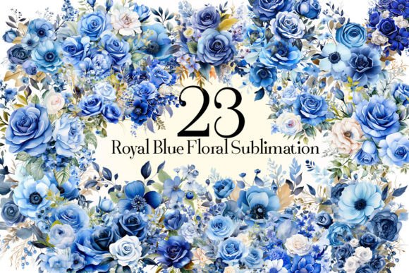 Download Royal Blue Floral Sublimation Clipart - Floral sublimation Collection