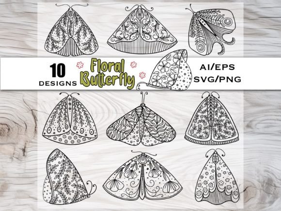 Download Floral Butterfly SVG Silhouette Bundle - Silhouette Collection