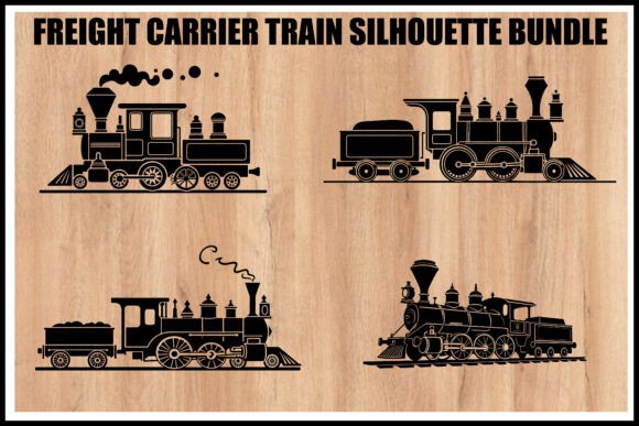 Download Vintage Freight Train Silhouette Set - Silhouette Collection