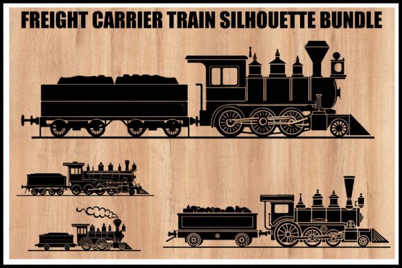 Download Vintage Freight Train Silhouette Set - Silhouette Collection