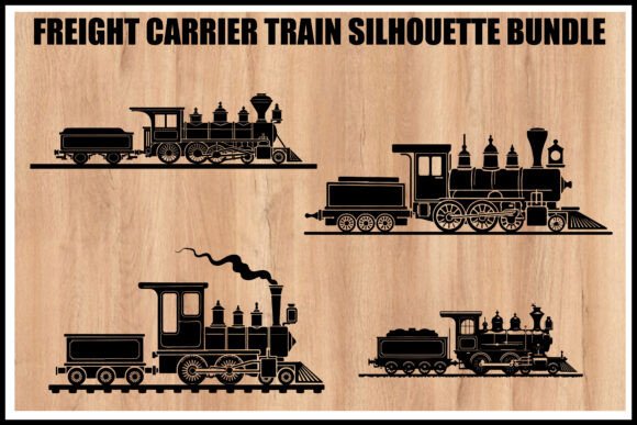 Download Vintage Freight Train Silhouette Set - Silhouette Collection