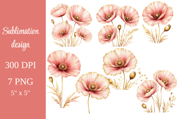 Download Pink Poppy Floral Sublimation Bundle - Floral sublimation Collection
