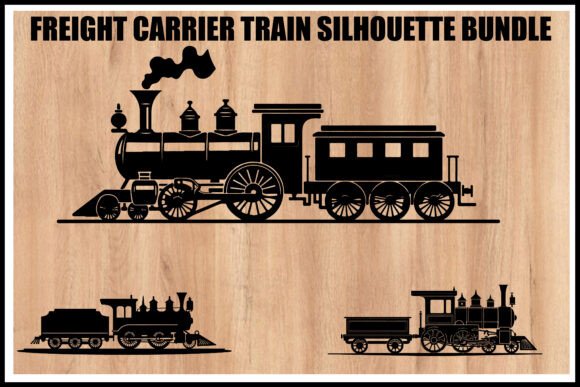 Download Vintage Freight Train Silhouette Set - Silhouette Collection