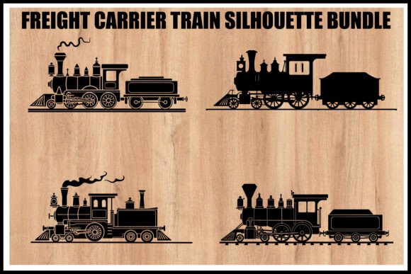 Download Vintage Freight Train Silhouette Set - Silhouette Collection